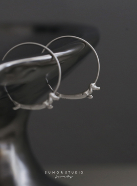 童趣腊肠狗狗耳环s925通体纯银哑光质感可爱精致创意小众耳饰E25