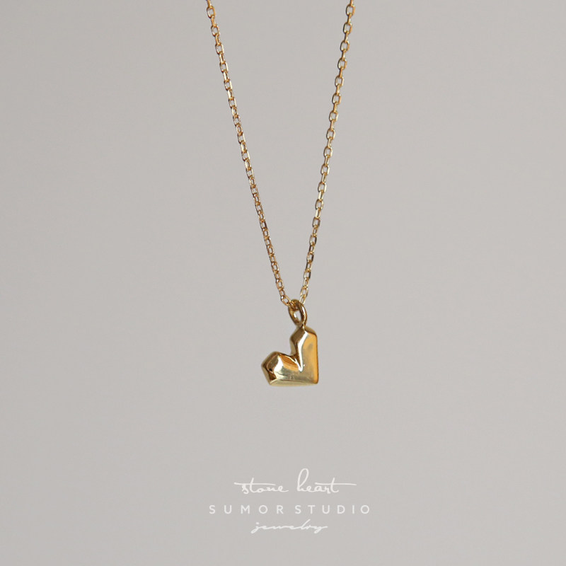 纯银几何爱心简约项链锁骨链