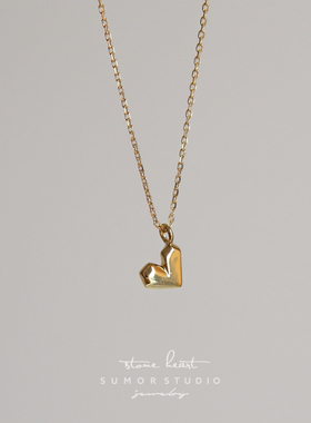 纯银几何爱心简约项链锁骨链