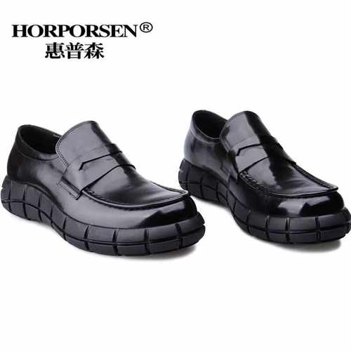 真皮乐福鞋惠普森商务休闲厚底
