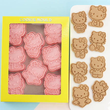 卡通KT猫饼干模具3D立体按压DIY翻糖烘焙猫咪曲奇西瓜切模工具