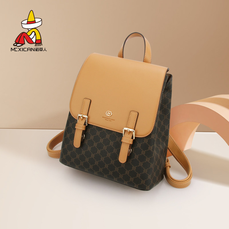 稻草人女包双肩包女2026新款时尚百搭大容量高级感通勤轻便背包