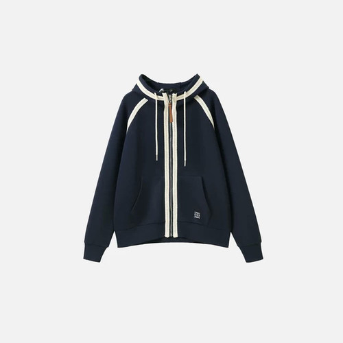 【CC家CC】黑白织带宽松连帽拉链款式外套SS23257