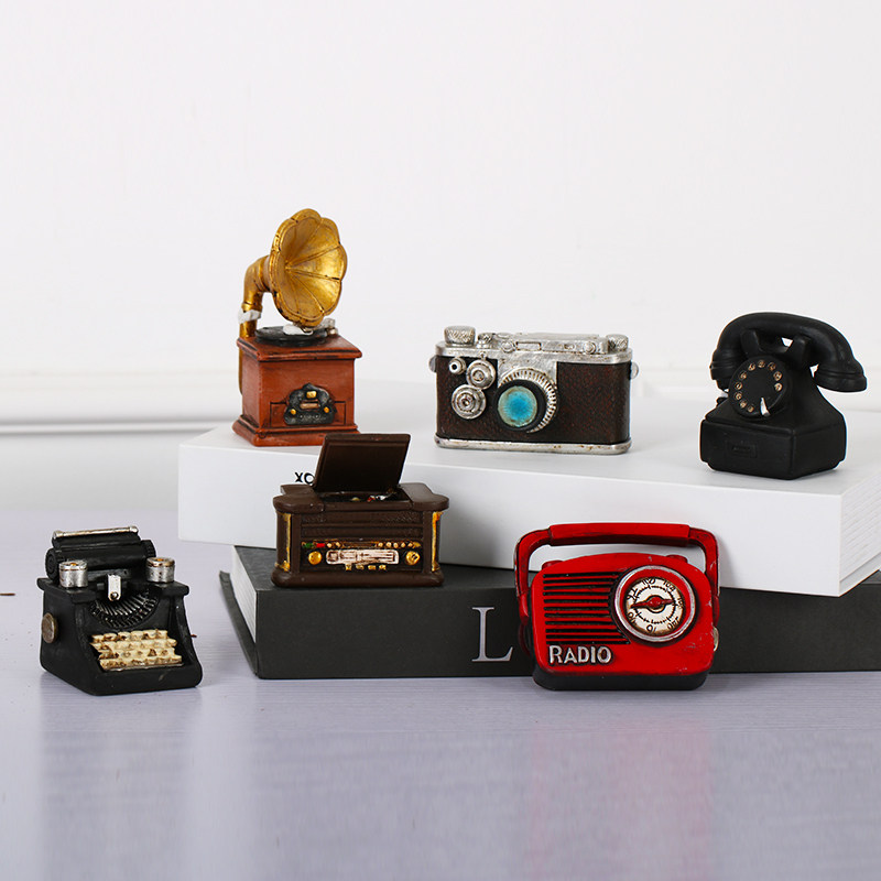 树脂小摆件装饰品家居创意摆设复古模型酒柜摆设品迷你老式电话机