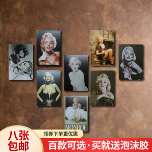 铁皮画无框少女房间装 复古怀旧工业风店铺发廊墙面挂画 饰创意个性