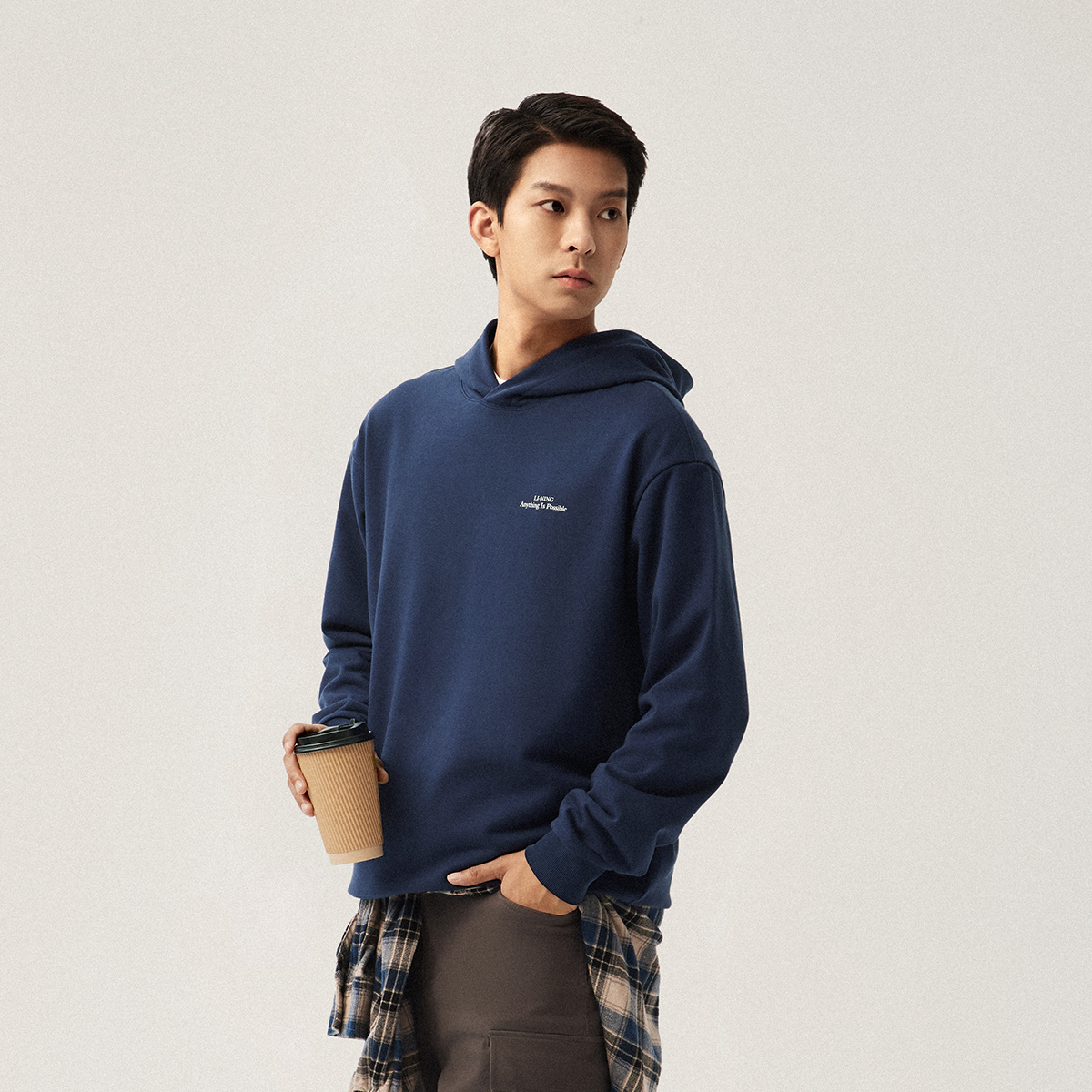 李宁男女同款连帽宽松外套保暖