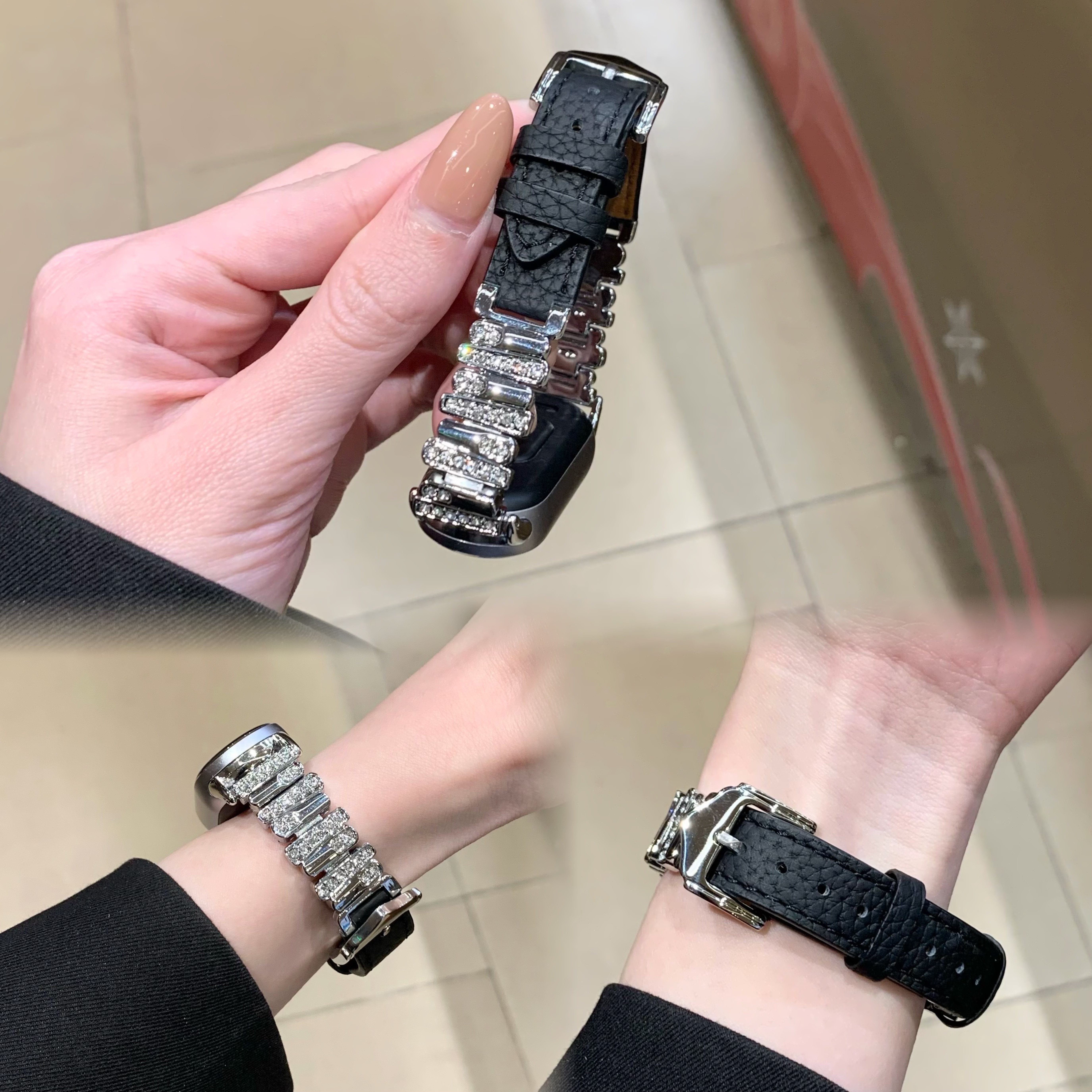 不规则金属皮适用红米Watch6/5/4表带小米手环9/8pro华为FIT3表带