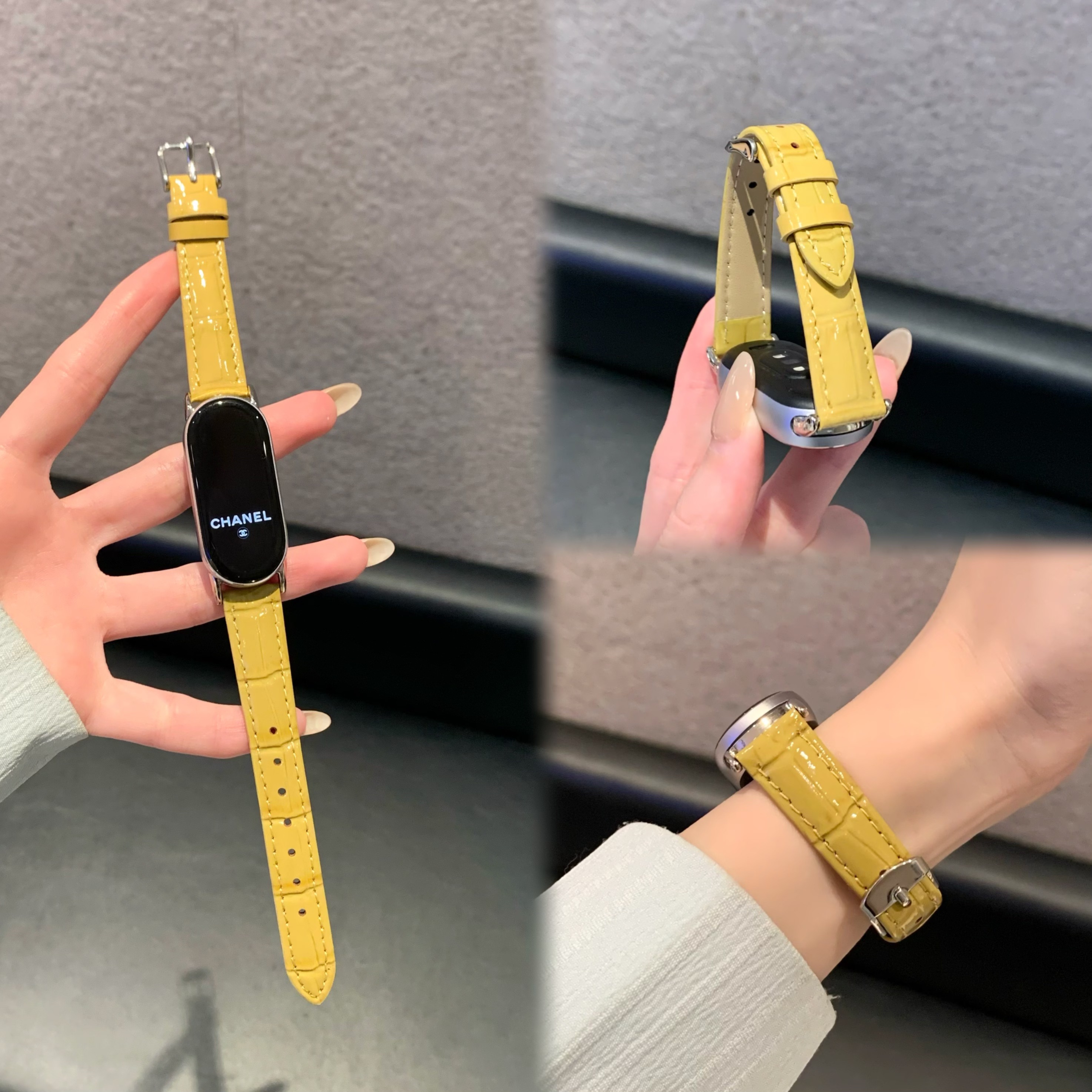 竹节皮纹适用小米手环10/9/8手表带华为手环10/9/8手表带