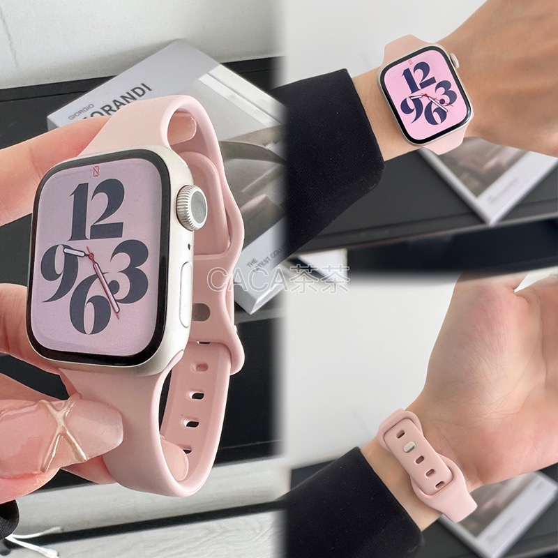 适用苹果手表小蛮腰硅胶表带男女