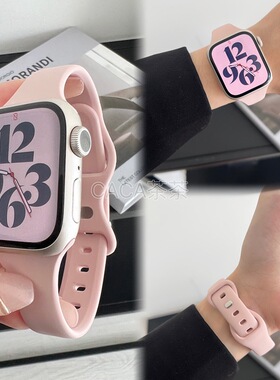 适用苹果手表带Applewatch8硅胶小蛮腰细iwatch76se5简约百搭男女
