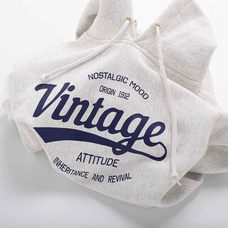 雪花灰复古重磅全棉宽松印花加绒连帽卫衣休闲百搭纯色男女上衣冬,男装,卫衣,淘宝优惠券,粉丝福利购,淘宝优惠卷