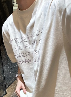 【陈发财】FA CAI早春新款数字6日历印花设计T恤重磅小领情侣短袖