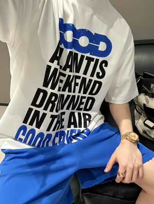 【陈发财】FA CAI新款满印彩钻标语轻奢时尚高级感短袖T恤男女款