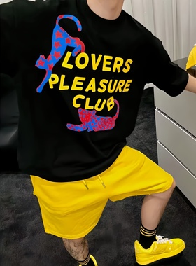 【陈发财】FA CAI夏季新款潮牌动物园字母印花重磅小领口百搭T恤