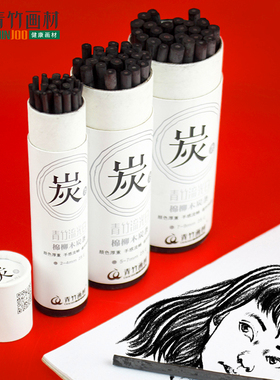青竹流光白柳条木炭条素描绘画专用柳碳条软性美术画画炭精条黑色