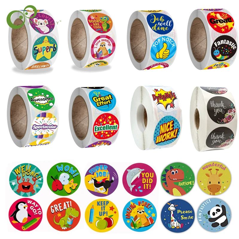 500pcs/roll Reward Stickers Encouragement Stickers for Kids