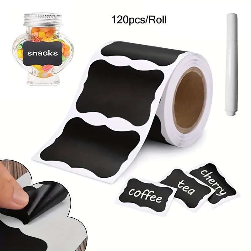 Removable Blackboard Stickers, Waterproof Kitchen Spice Labe