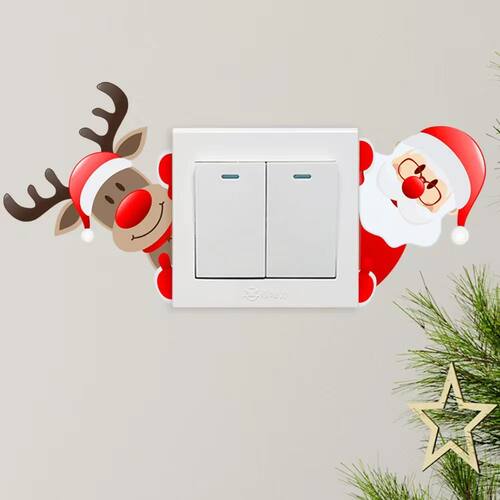 ?Christmas Switch Stickers Santa Claus Removable Wall Decals