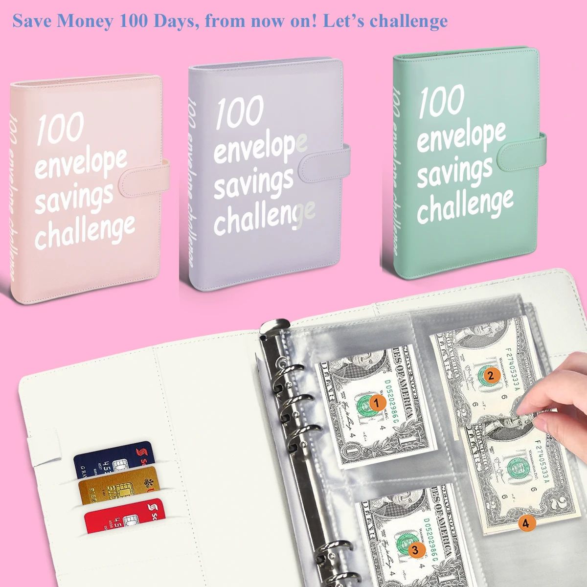 100 Envelopes Money Saving Challenge Budget Binder, Budget P 文具电教/文化用品/商务用品 笔记本/记事本 原图主图