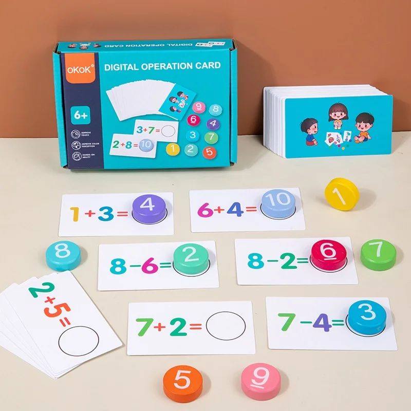 Kids Montessori Math Toys Arithmetic Card Matching Games Add