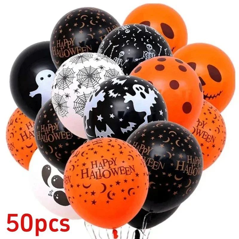 12 Inches Halloween Balloons Orange Pumpkin Ghost Latex Infl