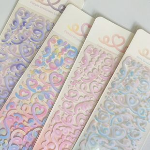 Korea Ins Kawaii Love Ribbon Laser Sticker DIY Scrapbooking