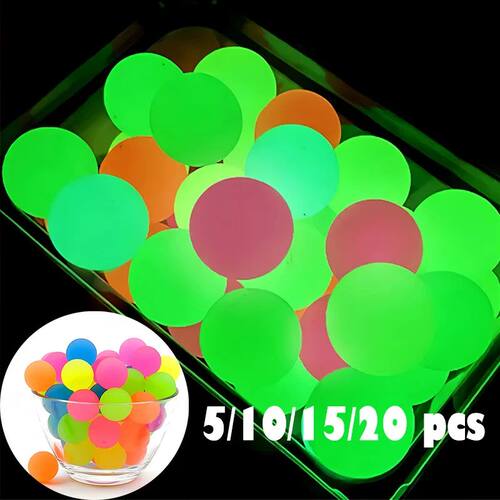 5-20pcs Glow in the Dark Bouncy Balls Rubber Stress Relief T