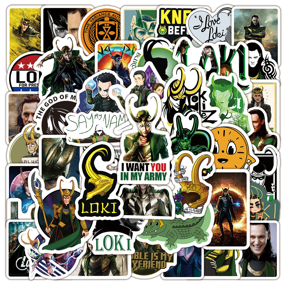 50PCS Marvel The Avengers Movie Loki Stickers Laptop Luggage