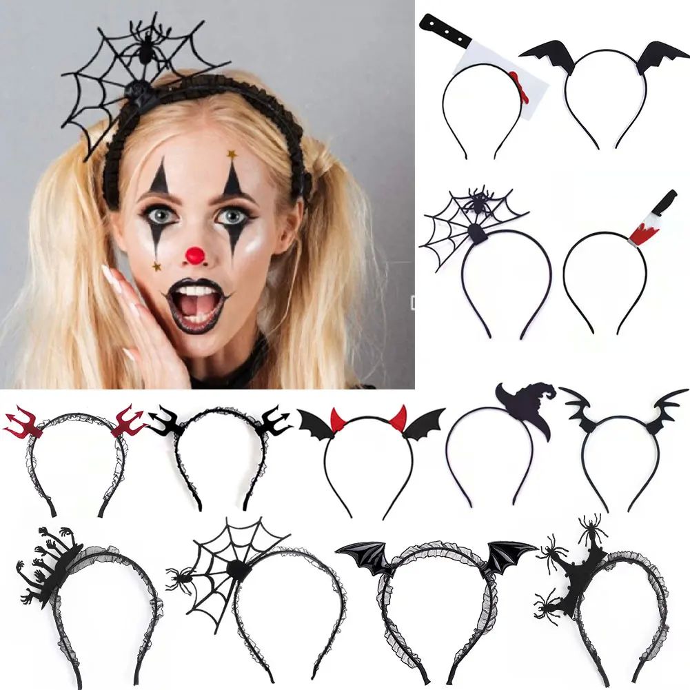 Halloween Hairband Makeup Ball Pumpkin Bat Spider Headband G