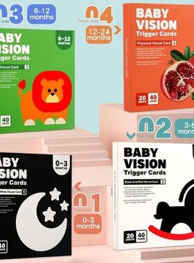 Montessori 0-12Month Baby Vision Stimulation Cards Black and