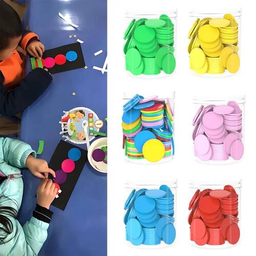 100pcs Plastic Counting Chips Colored Round Addition Subtrac