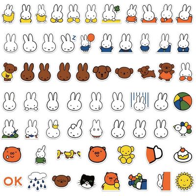 64PCS Miffy Stickers Cute Cartoon Rabbit Girl Pocket Kawaii