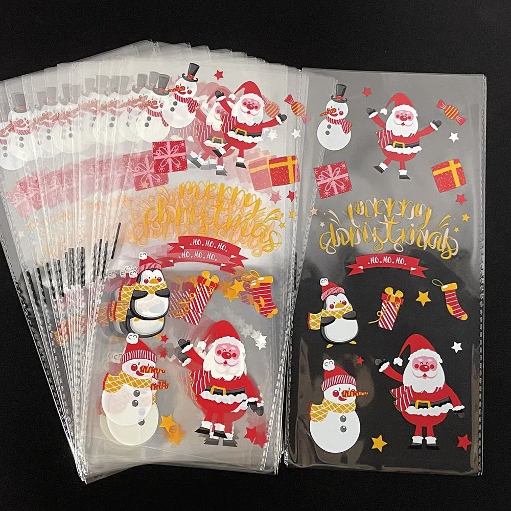 50Pcs Christmas Gift Bag Transparent Plastic Bags For Presen