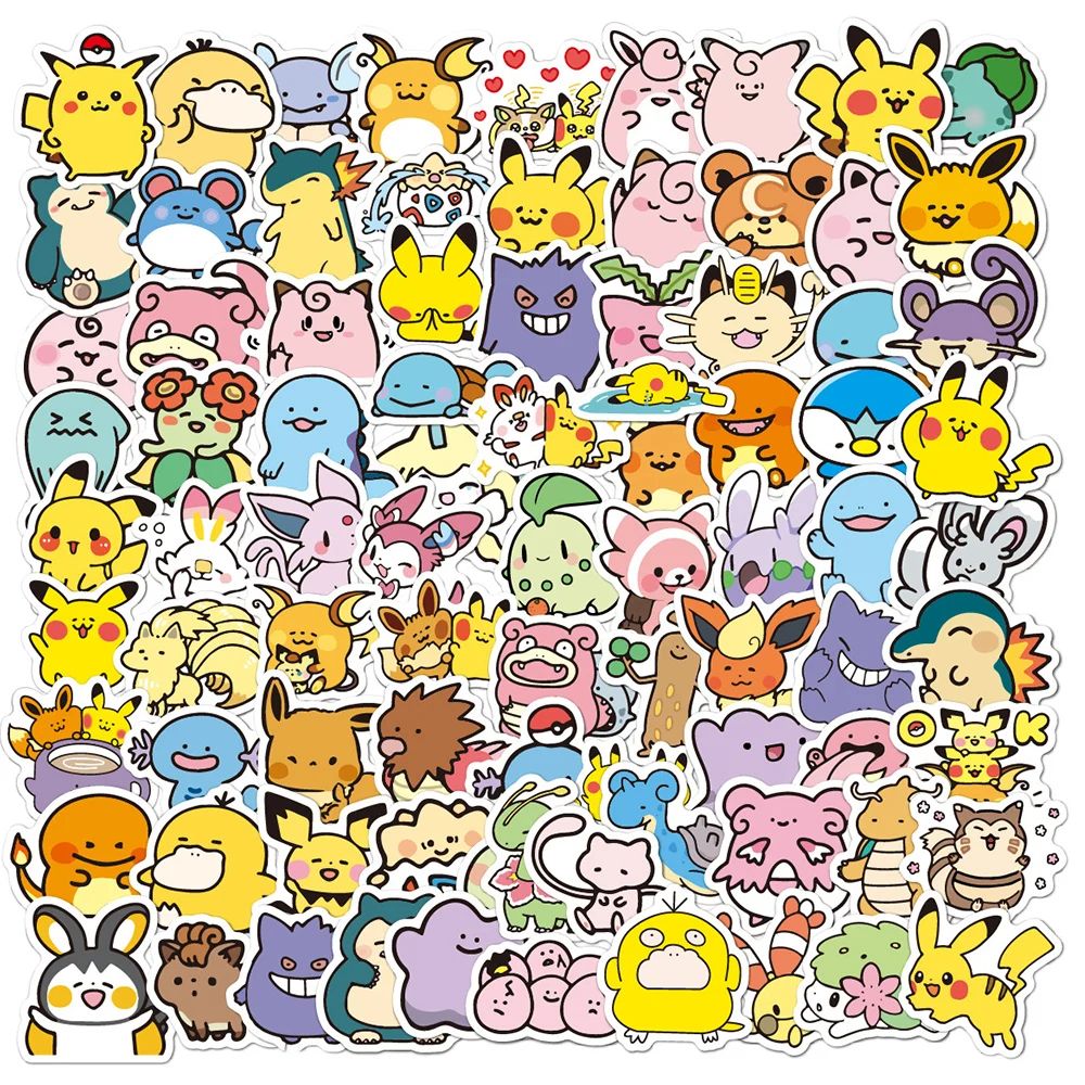 30/50/100pcs Cute Anime Pokemon Stickers for Kids Toys Water