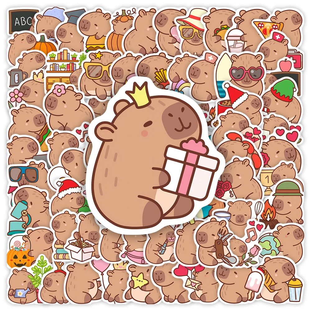 Funny Cute Cartoon Capybara Stickers Kids DIY Toys Gift Deco