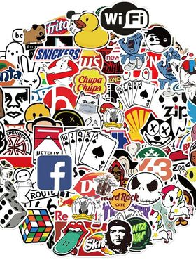50/100Pcs  Cool Fashion Brand Logo Stickers DIY Skateb