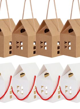 50Pcs Christmas House Shape Candy Boxes Gift Wrapping Box fo