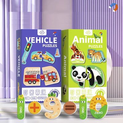 Magnetic Cognitive Matching Puzzle Letters Numbers Animal Ve