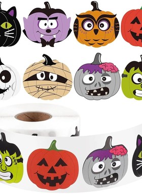 500Pcs Halloween Stickers 1.2 Inch Halloween Pumpkin Charact