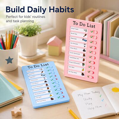 Self Discipline Checklist Board, Replaceable Plastic Chore C