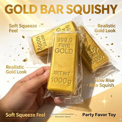 Simulate Gold Brick Squishy Slow Rising Stress Relief Toy Re