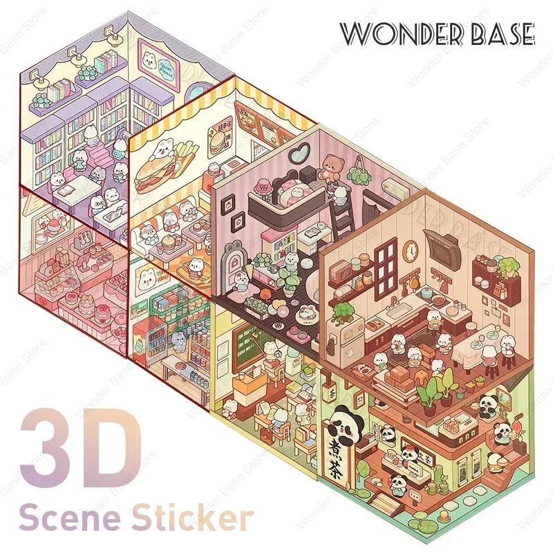 3D Cartoon DIY Miniature Scene Visual Stacking Stickers Land