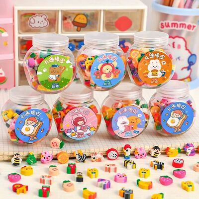 50 /100Pcs Pencil Eraser Rubber Kawaii Animal Fruits Erasers