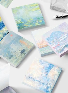 Painting Memo Pad Monet Van Gogh No-sticky Note Decal Scrapb