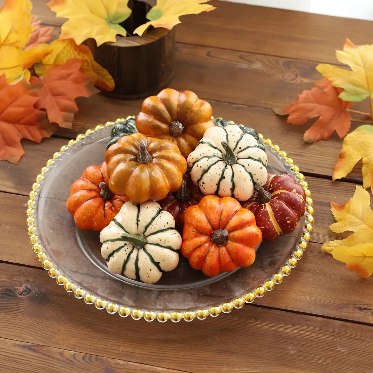 10Pcs Artificial Pumpkin Halloween Decorations for Home Mini