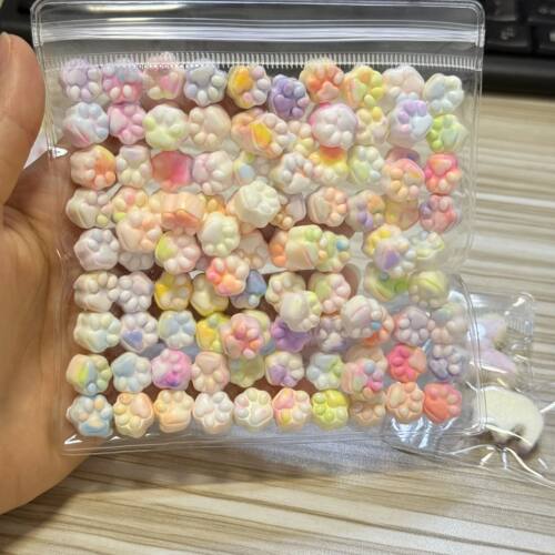 100pcs Kawaii Mini Cat's Paw Squishy Toy Silicone Soft Color