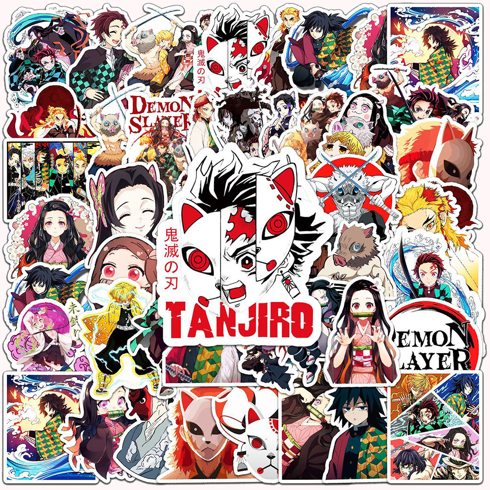 50pcs Demon Slayer Anime Stickers for Laptop Car Skateboard