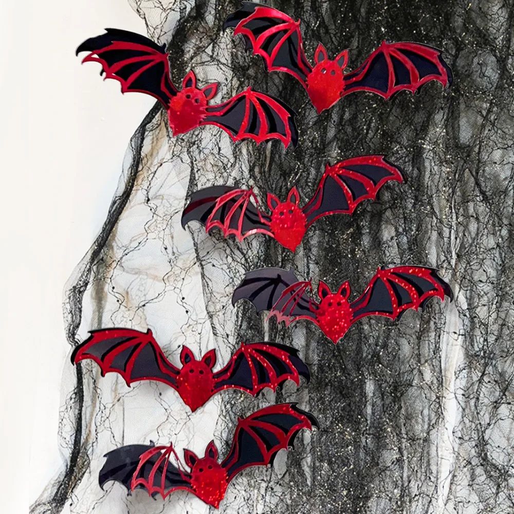 12pcs 15cm Halloween 3D Hollow Bat Wall Stickers Removable B