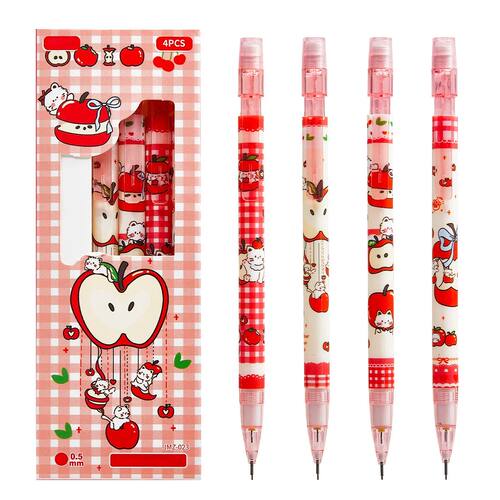 4pcs Automatic Mechanical Pencils with Eraser, 0.5mm Non-Bre
