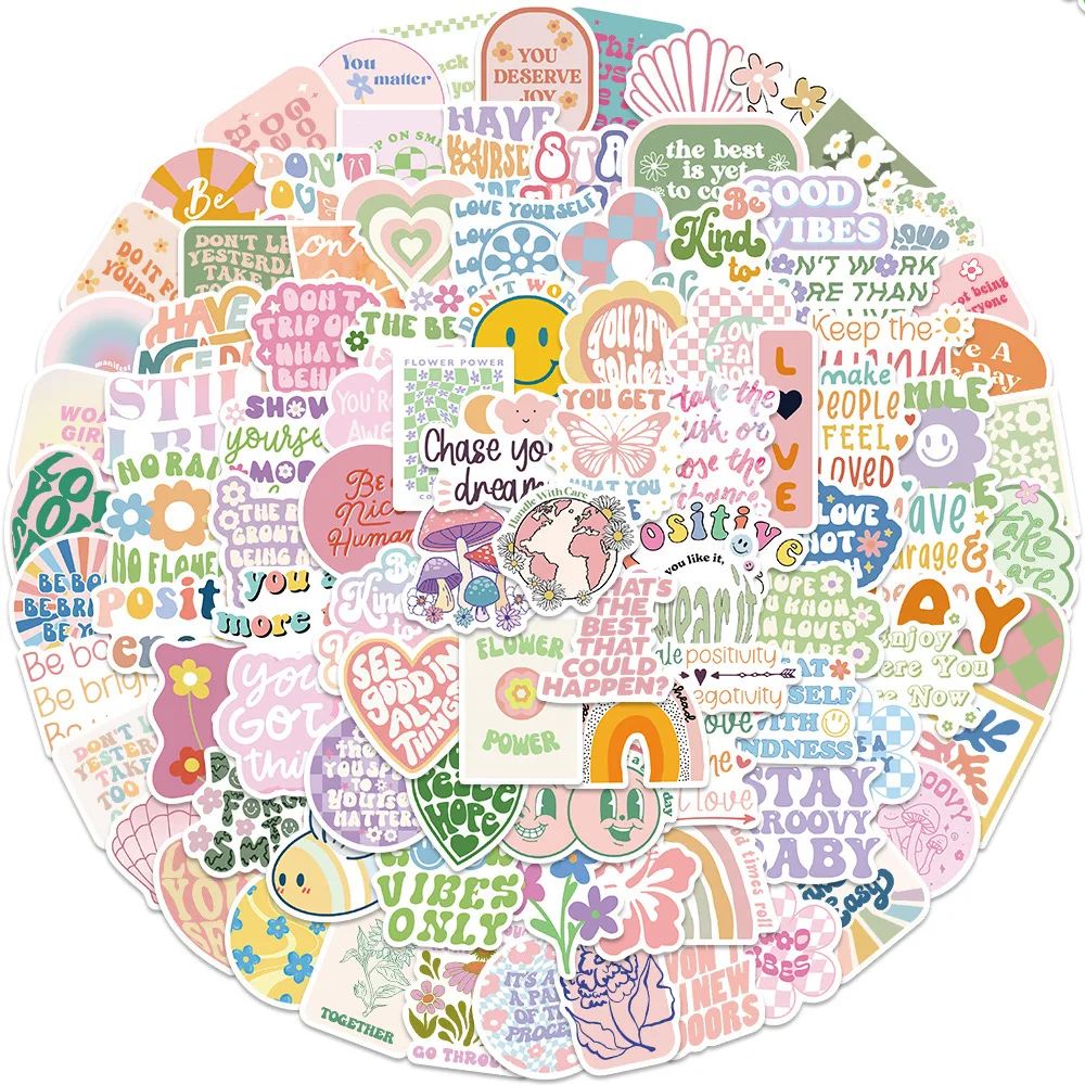 50/100PCS ins Pink Motivational Phrase Stickers Graffiti Dec